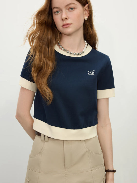 Vintage Color Blocking Knit T-Shirt