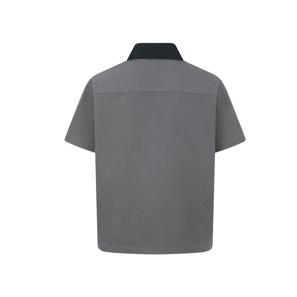 Retro Spliced Cargo Short Sleeve Shirt
