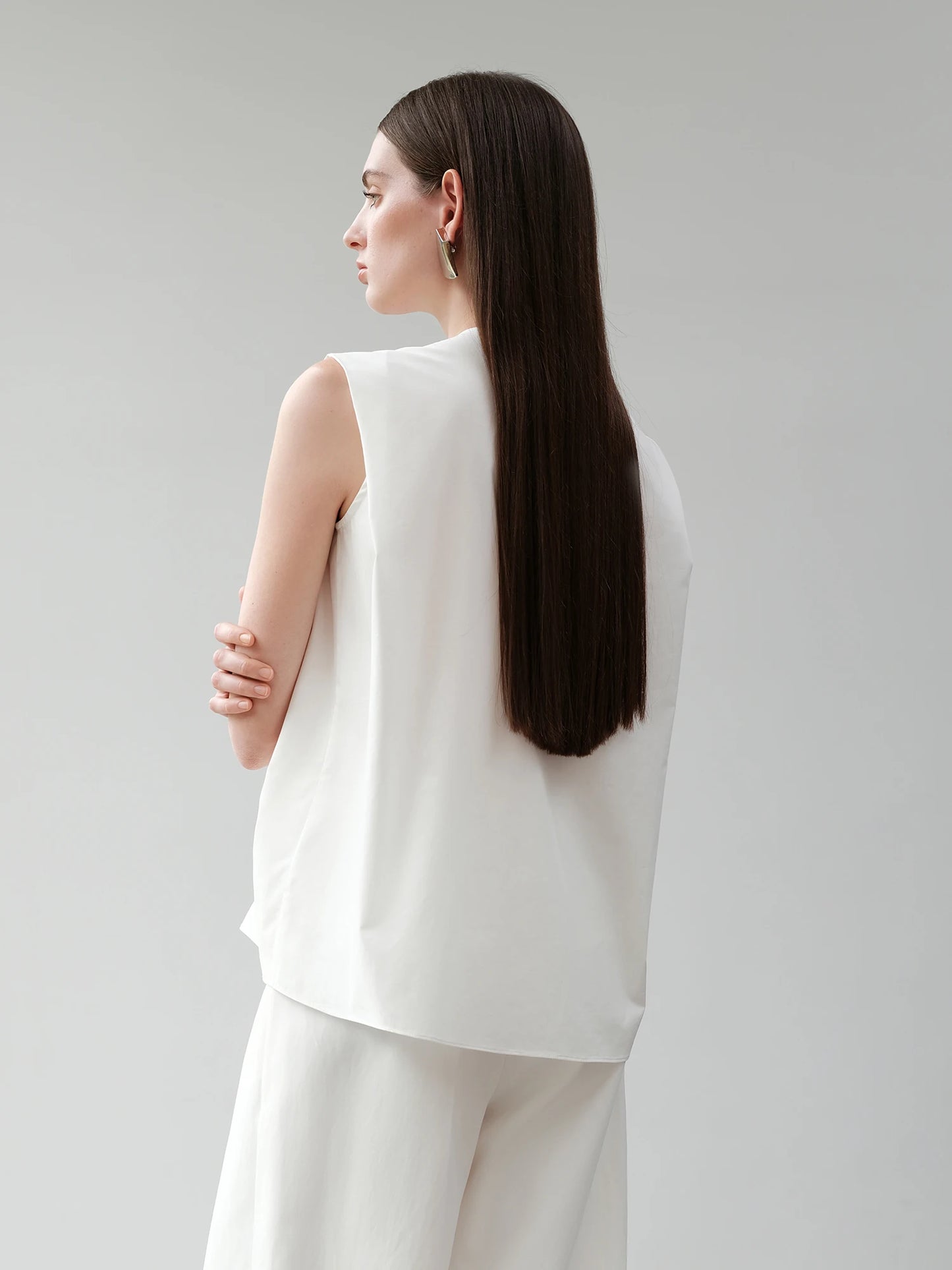 Luxury Textured Sleeveless Blouse Crinkle Weave
