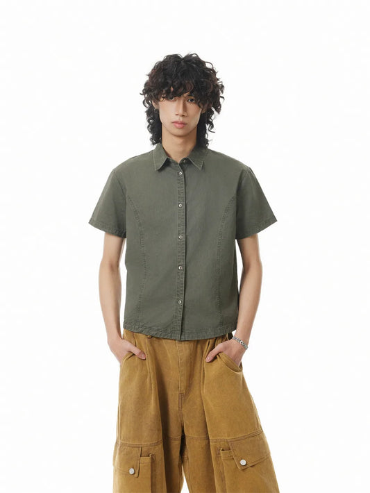 Retro Washed Distressed Cargo Shirt