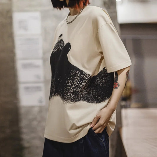 Oversized Bear Print Short Sleeve T-Shirt