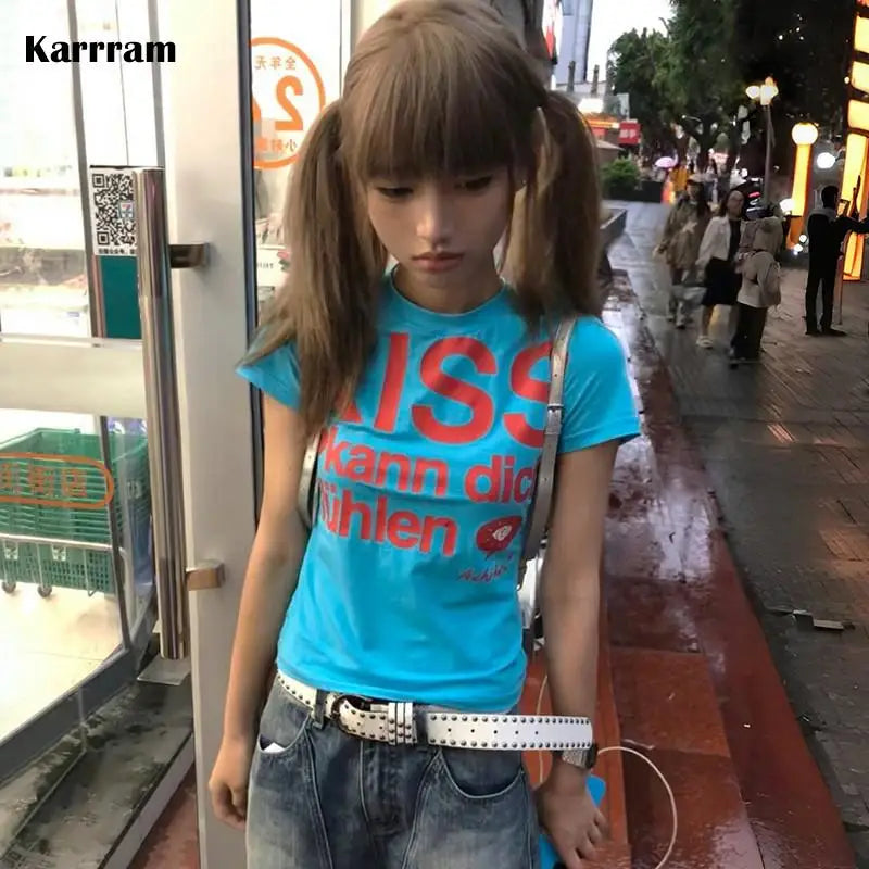 Vintage Japanese Letter Print T-Shirt