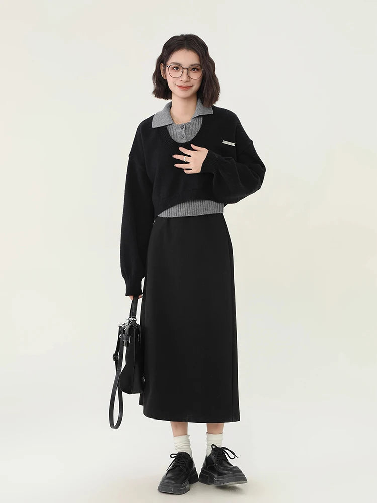 Cozy Preppy Knit Sweater Set Womens