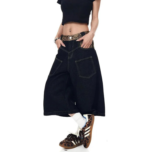 Vintage Black Goth Baggy Knee-Length Jorts