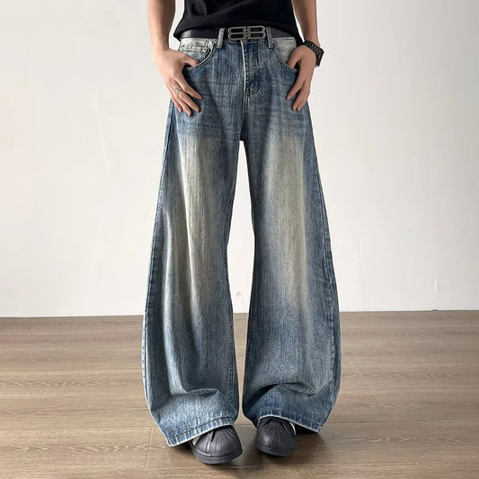 American Retro Washed Solid Color Jeans