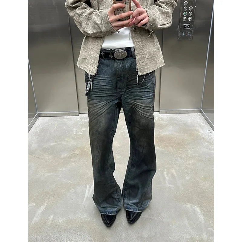 Retro High Waist Straight Leg Jeans