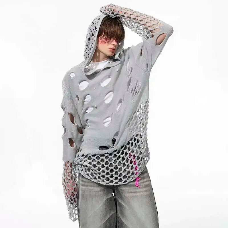 Luxury Hollow Design Hooded Pullover Shirt