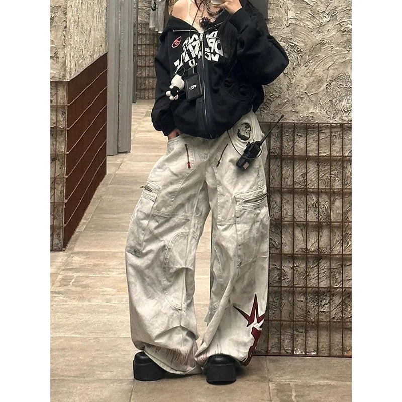 Vintage Graffiti High Waisted Wide Jeans