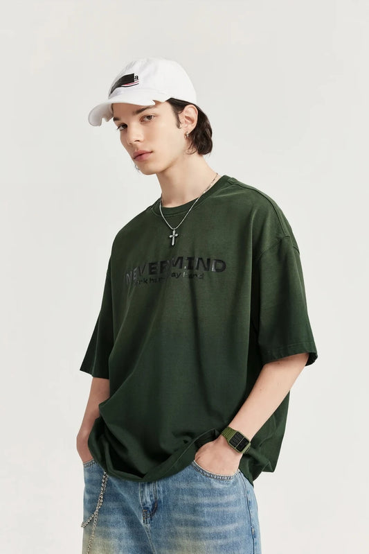 Vintage Washed Oversized Rubber Print T-Shirt