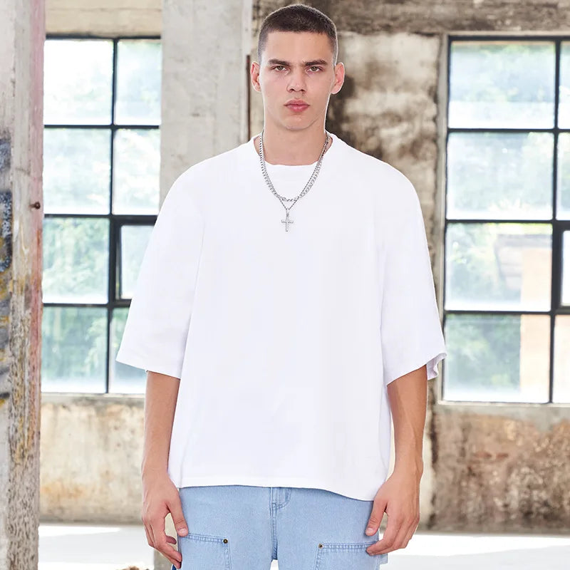 Heavyweight Distressed Boxy Cropped T-Shirt