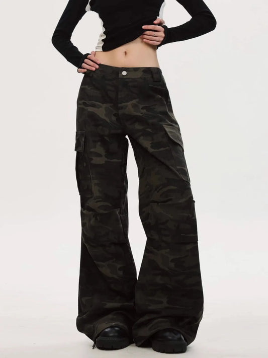 Camo Retro High Waist Wide Jeans
