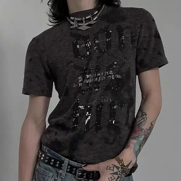 Vintage Letter Print Aesthetic Casual Shirt