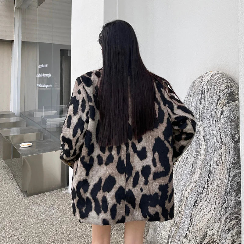 Stylish Leopard Print Winter Coat for Women