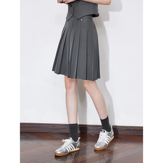 Chic Mid A-Line Pleated Skirt
