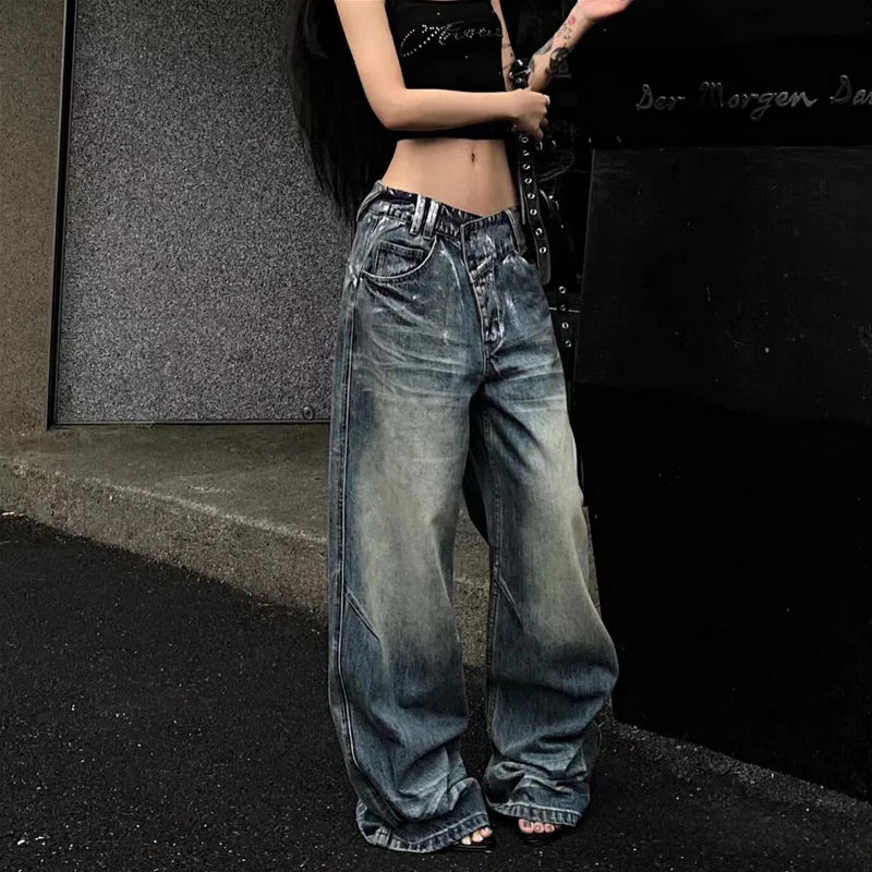 Blue High Waist Baggy Vintage Jeans