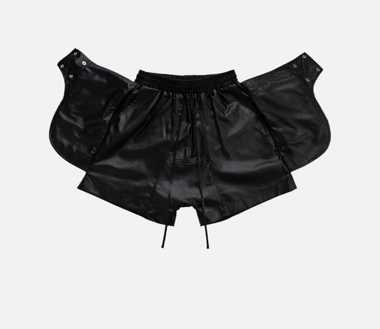 Black Wax Coated Spring Summer Shorts