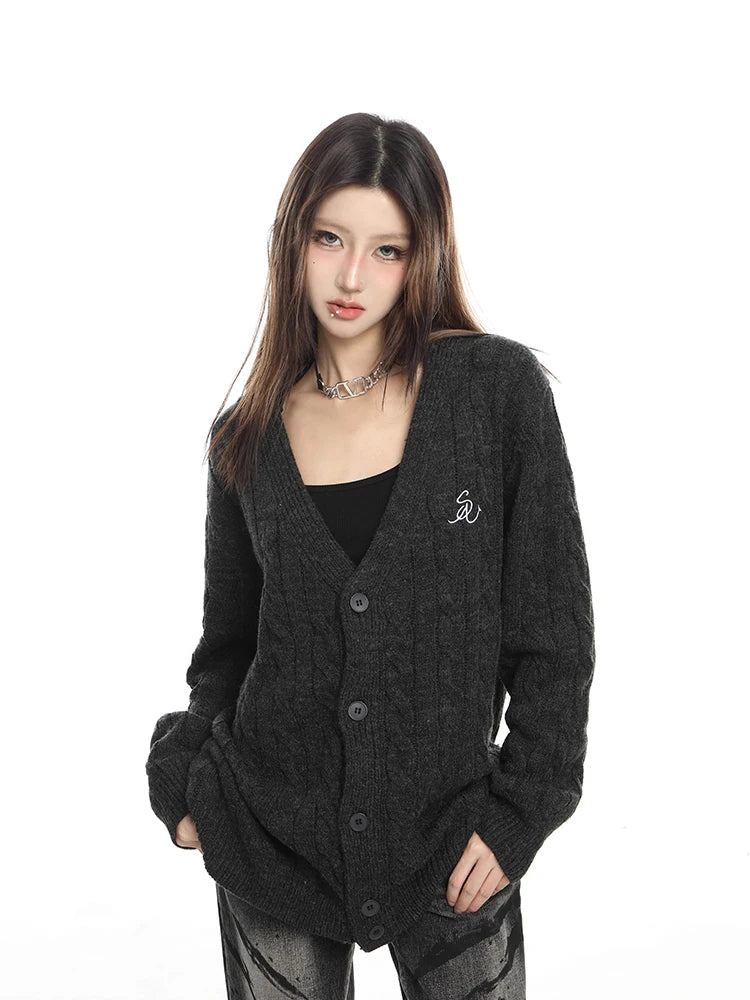 Cozy Knitted V-Neck Cardigan Sweater Coat