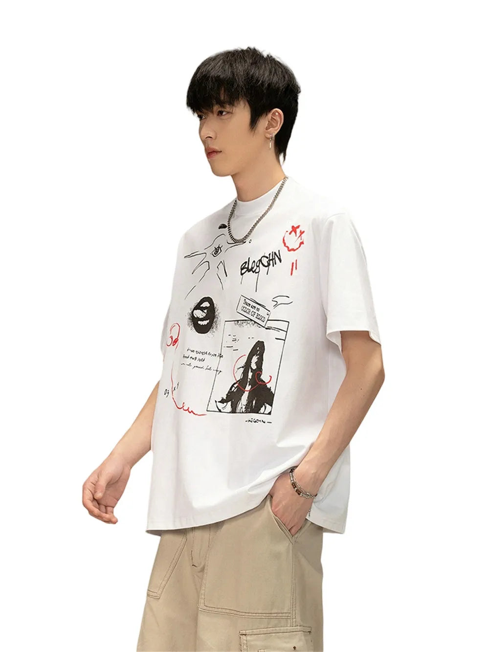 Cool Graffiti Print Loose Fit T-Shirt