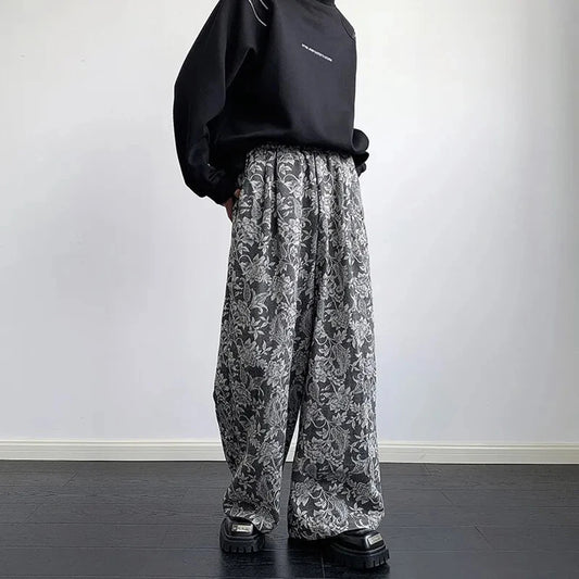 Luxury Retro Cashew Flower Print Pants