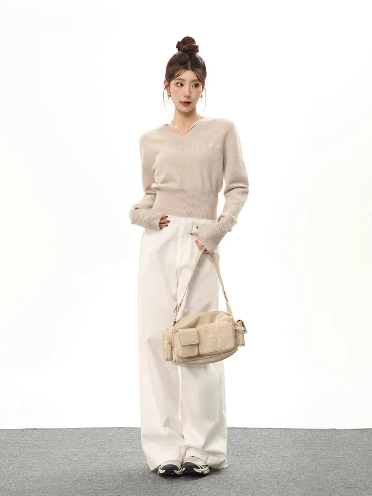 Versatile Retro V-Neck Knit Sweater