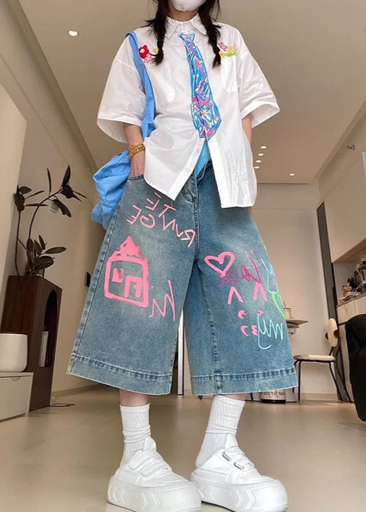 Classic High Waist Baggy Blue Jorts