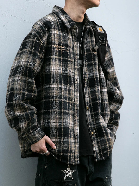 Vintage Japanese Woolen Plaid Cargo Shirt