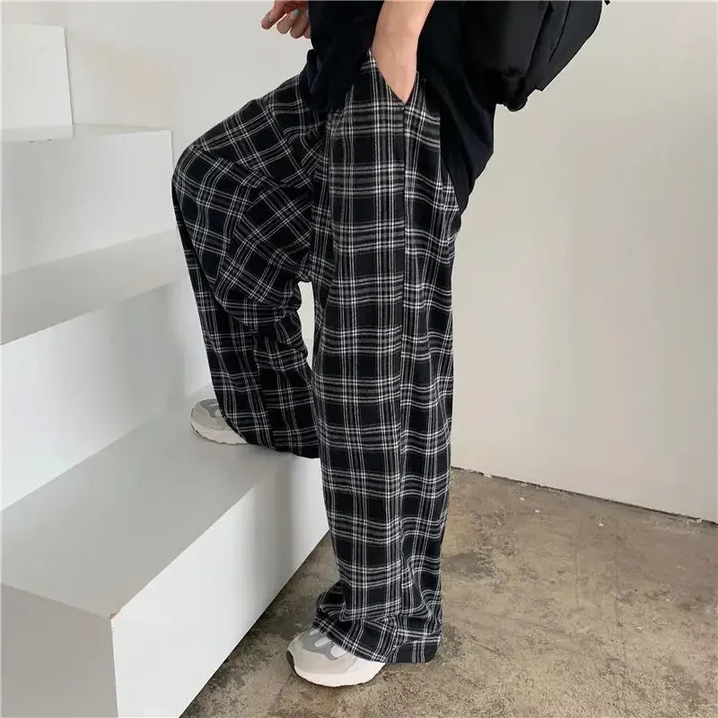 Plaid Casual Straight Pants