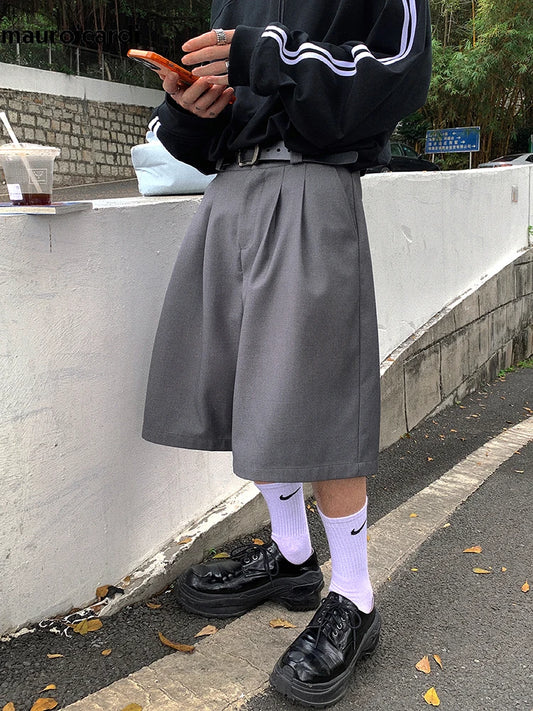 Soft Grey Pleated Shorts