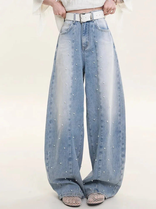 Vintage American Stitching Loose Straight Jeans