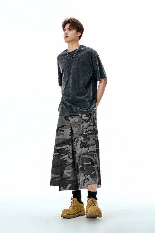 Trendy American Plaid Camo Cargo Pants