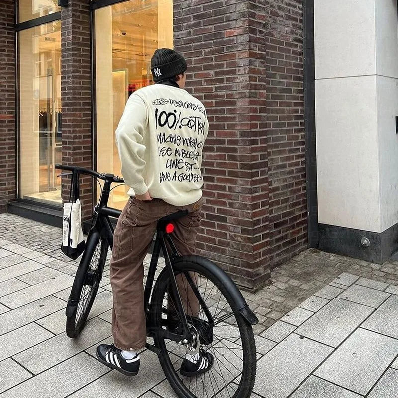 Cozy Winter Graphic Letters Sweater Pullover