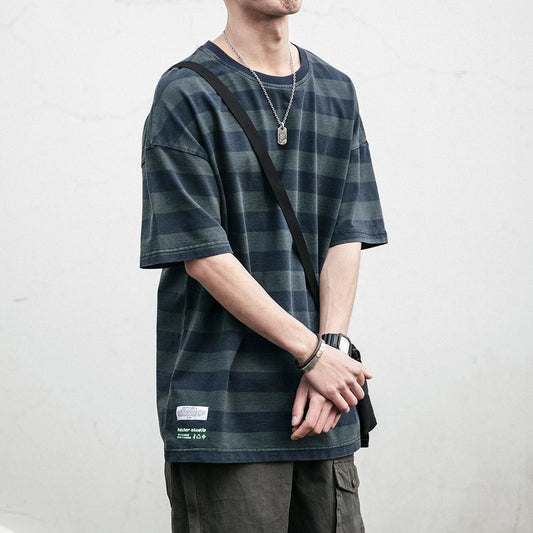 Striped Trendy Japanese Casual Short T-Shirt