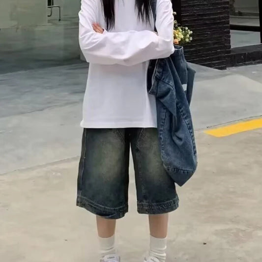 Vintage High Waist Wide Leg Shorts