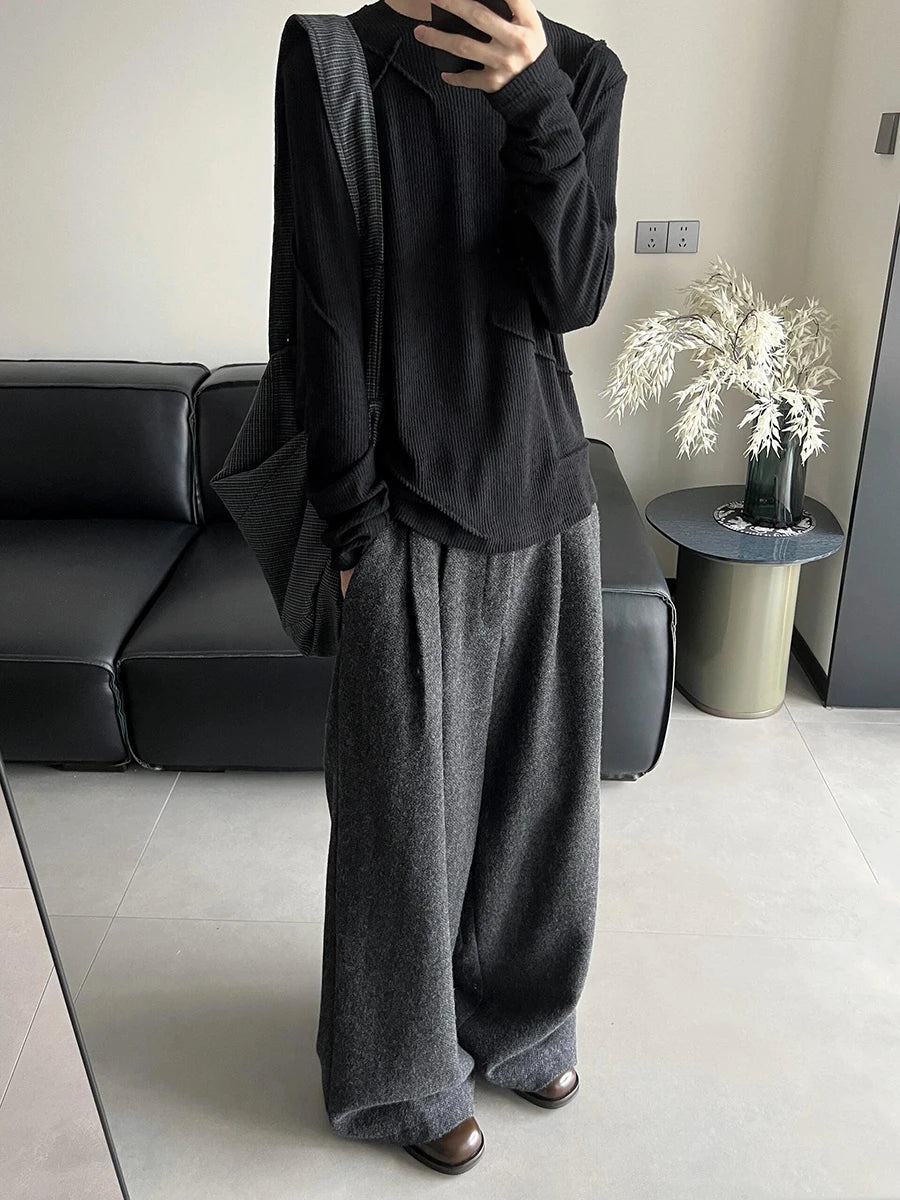 Reddachic Tweed Wide Leg Suit Pants