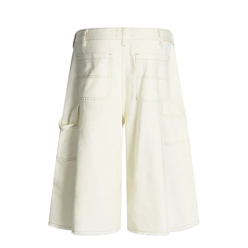 Loose Fit Raw Edge Cargo Shorts