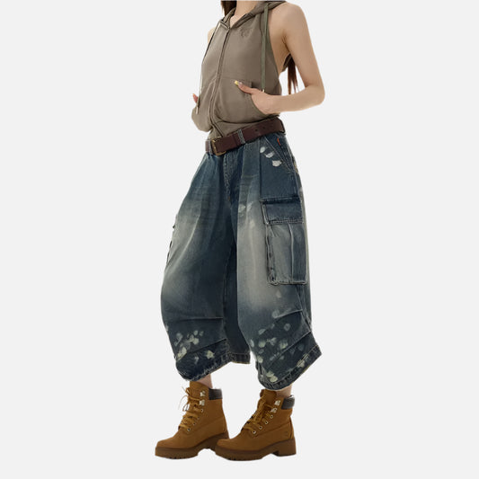 Vintage Blue Y2K Baggy High Jorts