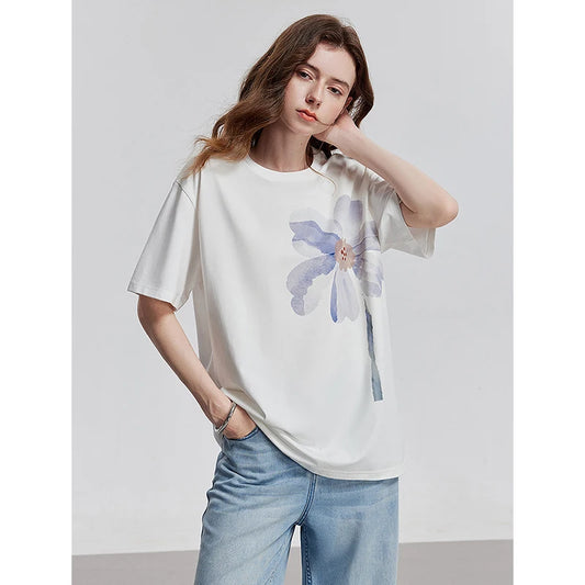 Vibrant Floral Print Short Sleeve T-Shirt