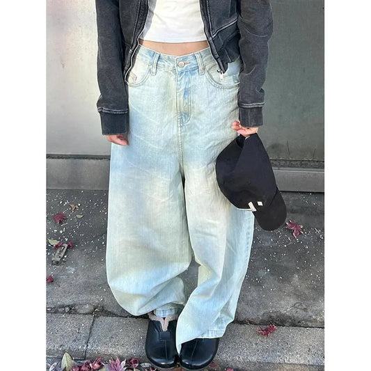 Blue Splicing High Street Straight Jeans