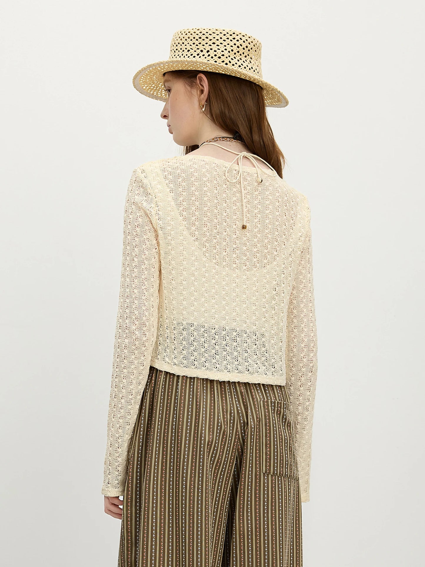 Relaxed Knit Overlay Cardigan Casual T-Shirt