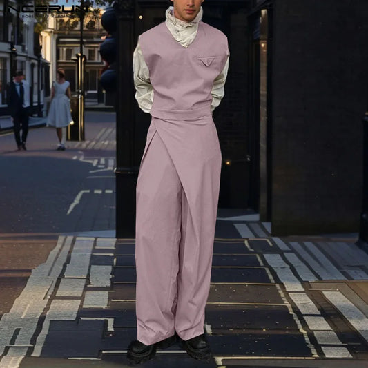 Deconstructed Solid Color Casual Vest Pant