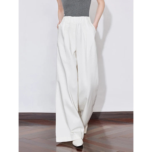 Elastic Waist Wide Leg Denim Jeans