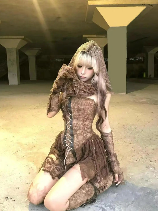 Vintage Lace Mini Skirt Suit Set