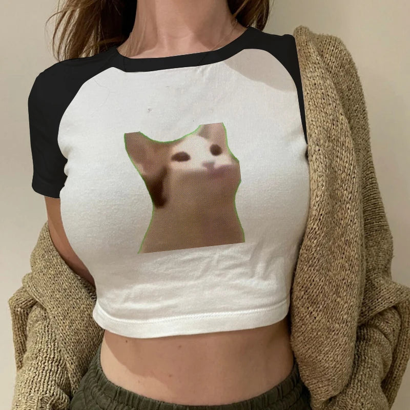 Funny Cat Print Casual Kawai T-Shirt