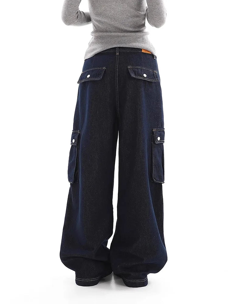 Vintage High Waisted Multi-Pocket Cargo Jeans