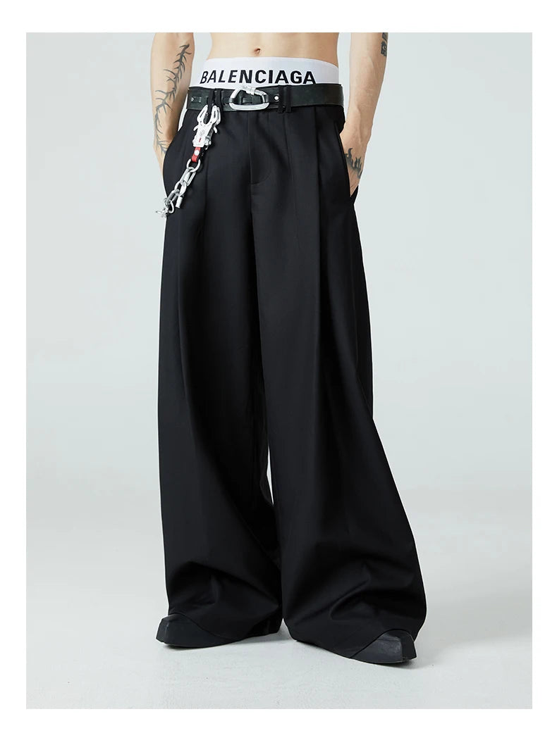 Luxury Designer Black Wide Leg Pants