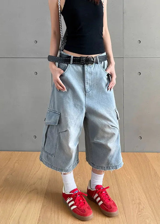 Vintage Washed Denim Loose Shorts