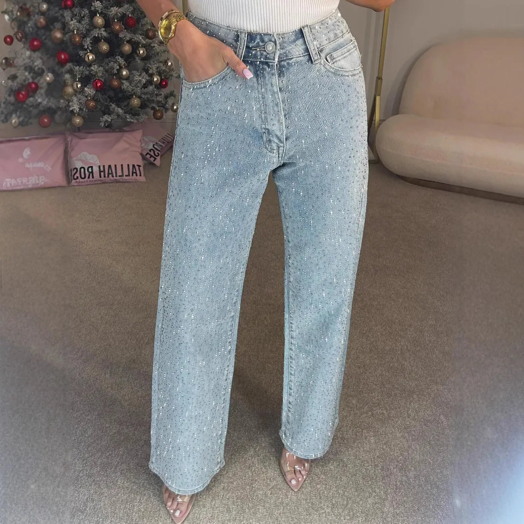 Diamonds High Waist Distressed Denim Jeans