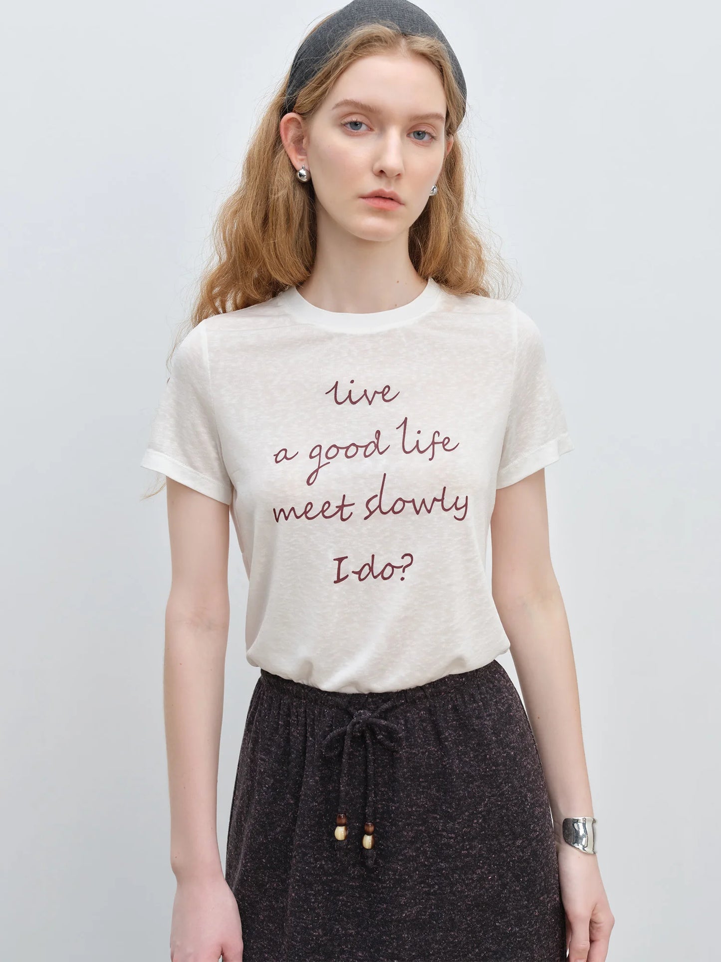 Stylish Round Neck Letter Print T-Shirt