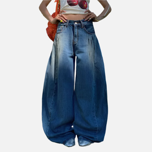 Blue Vintage Baggy Ripped Grunge Jeans