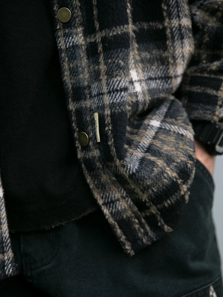 Vintage Japanese Woolen Plaid Cargo Shirt
